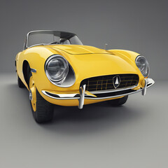 Yellow car illustration, detailed, vibrant