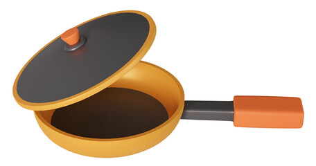 3d frying pan illustration with open lid