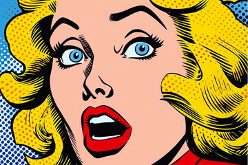 A person with a surprised expression, inspired by pop art
