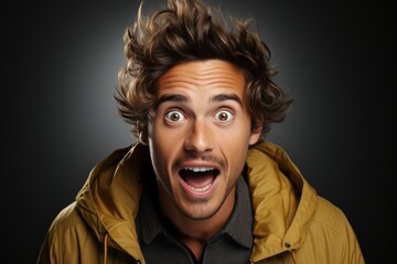 Man expressing surprise with wide eyes - stock photography