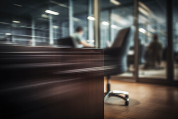 Blurred background capturing the essence of a bustling office business scene. Ideal for business,...
