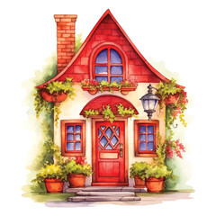 Fairy Tale house watercolor paint