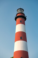 sea lighthouse against the blue sky.