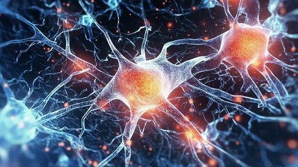 Glowing nerve cells communicate through synaptic