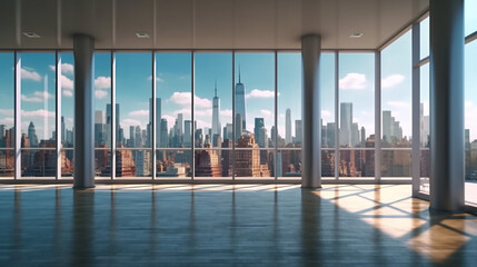 Fototapeta na wymiar Modern office building features luxury skyline view background