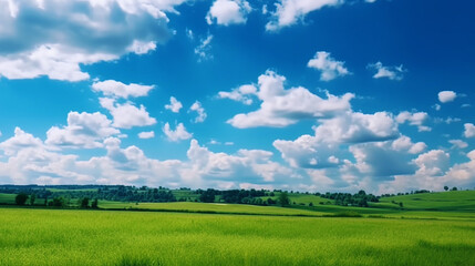 Fototapeta na wymiar Nature beauty blue sky and green landscape background