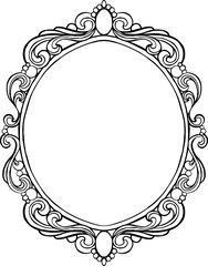 Baroque vintage old frame. Line art wedding frame. - 633535893