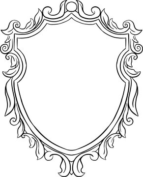 Line art crest vintage frame.