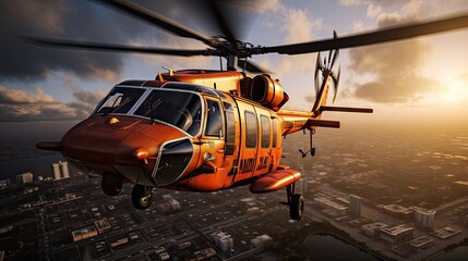 Military Helicopter UH-60AL Black Hawk flying in action