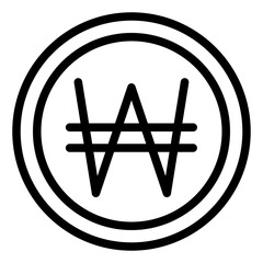 Won finance money outline icon