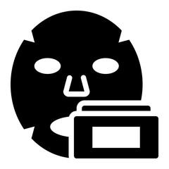 Skincare beauty mask solid glyph icon
