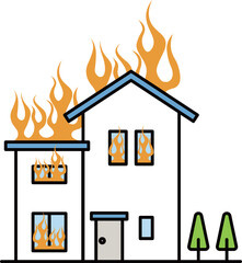 火事と家のアイコン