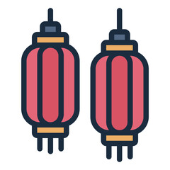 Traditional Lantern filled line icon