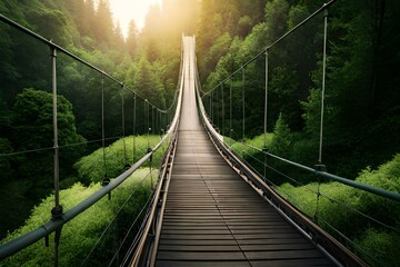 Fototapeta premium suspension bridge over the river