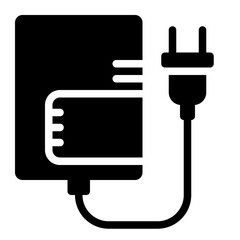 Charger for camera solid glyph icon