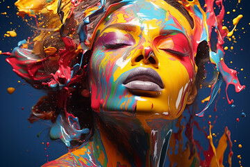 Dynamic Ad Portrait: Vibrant Paint Splash Wallpaper for Desktop & Mobile
