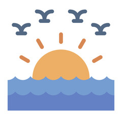 Sunset on the sea icon