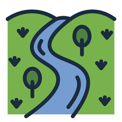 River nature Filled Line Icon