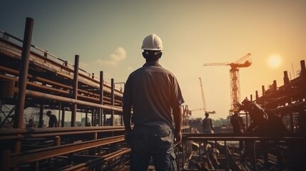 Civil  engineer is working at construction site.