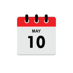 calender icon, 10 may icon with white background