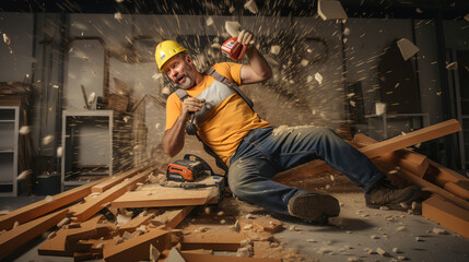 Workshop Hazard: Carpenter with Yellow Helmet - Generative Art