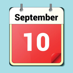 calendar vector drawing, date September 10 on the page