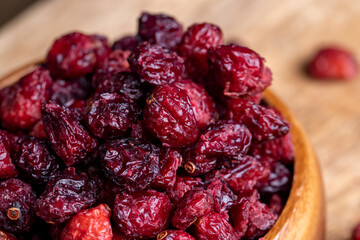 Dried red cranberries with sugar syrup