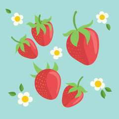 Strawberry Illustration Vector Set Simple Organic Hand Drawn - Set 1