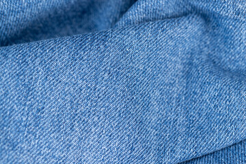 close-up of a new blue denim fabric