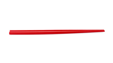 Pair of red chopsticks isolated on white