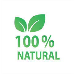 Natural leaf icon. 100% naturals vector image flat illustration on white background