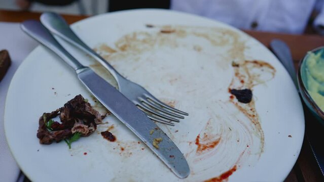 Plate leftovers, finished plate, Dining Aftermath Empty Plate with Meal Residue