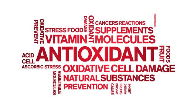 Antioxidant animated tag word cloud;text design animation kinetic typography seamless loop.
