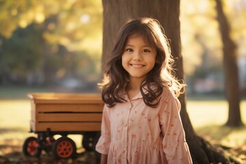 A girl smiling in forest