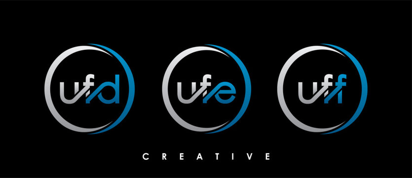 UFE, UFD, UFF Letter Initial Logo Design Template Vector Illustration