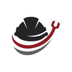 helmet wrench service logo. Brand Identity. Icon Abstract Vector graphic
