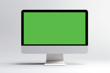 Mock up concept. Green screen Computer on desktop. AI Generative - obrazy, fototapety, plakaty