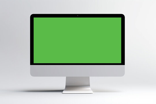 Mock up concept. Green screen Computer on desktop. AI Generative