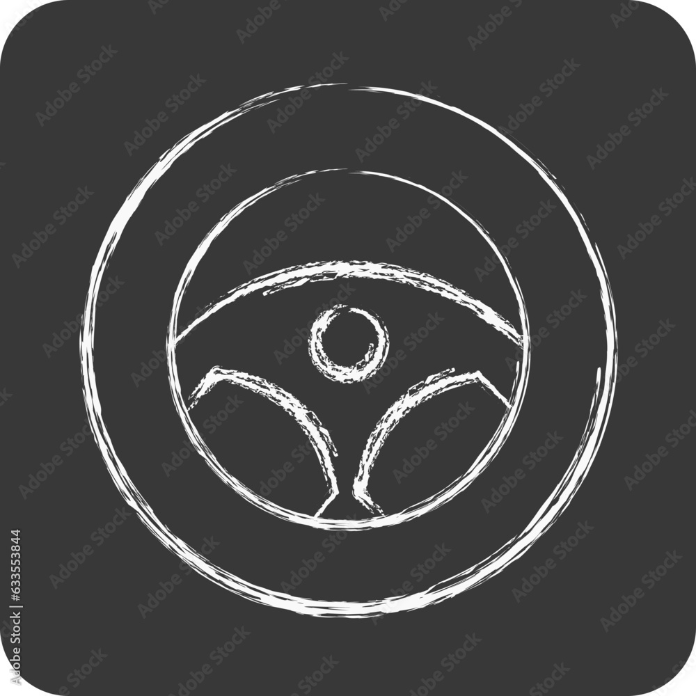 Wall mural icon steering. related to car service symbol. chalk style. repairin. engine. simple illustration