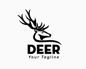 Fototapeten simple elk deer look back art logo template illustration inspiration © ShiipArts