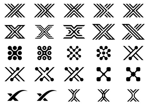 Initials Letter X logo design, Set Logo Design Icon Symbol