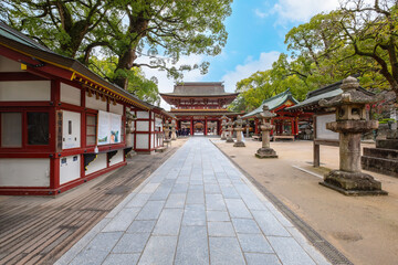 Fototapeta premium Fukuoka, Japan - Nov 30 2022: Dazaifu Tenmangu shgrine dedicated to the spirit of Sugawara Michizane, a scholar and politician of the Heian Period