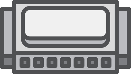 カラーシンプル楽器の単品アイコン　ハーモニカ