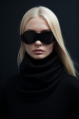 Minimalist Winter Look with a Black Turtleneck and Coat, Generative AI