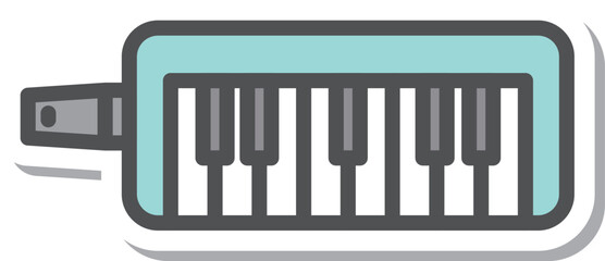 ステッカー風シンプル楽器の単品アイコン　鍵盤ハーモニカ