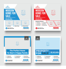 Real Estate House Sale Social Media Post Design Template, Real estate Home sale social media post or square banner template Bundle.