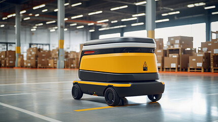 Automated guided vehicle in warehouse  transport.
