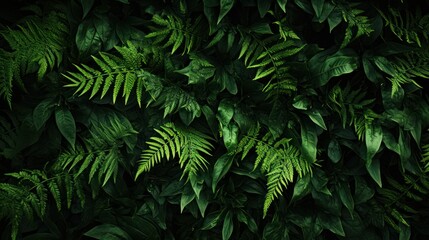 Tropical leaves background. Green Fern leaves pattern. Tropical leaves texture, Generative AI