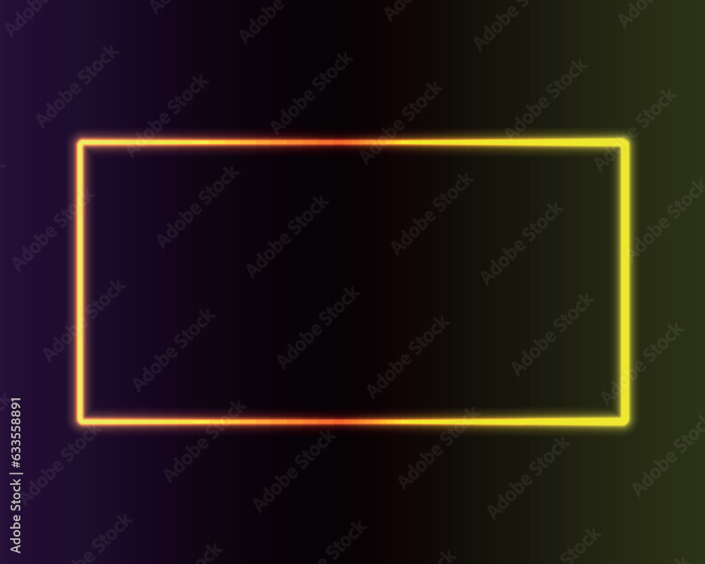 Poster neon light in the shape of a rectangle. vector illustration.