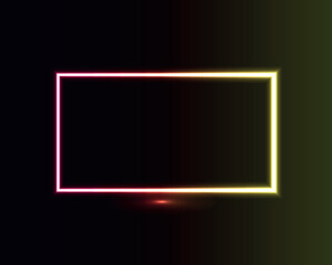 Neon light in the shape of a rectangle. Vector illustration.
